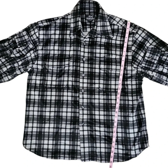 Seals Unlimited 2XL Plaid Shacket Black White 90s Y2K Grunge Flannel Shirt Retro - Picture 7 of 7